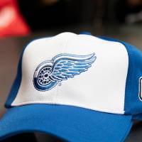 A photo of the GV Red Wings hat at the Detroit Red Wings GVSU Night